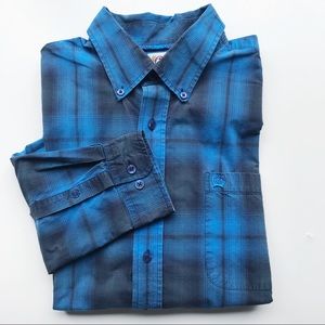 Cinch Mens Western Shirt Blue Plaid Size Large
